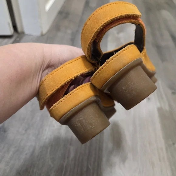 El Naturalista Mustard Leather Slingback Platform Comfort Sandals Boho - Picture 6 of 12
